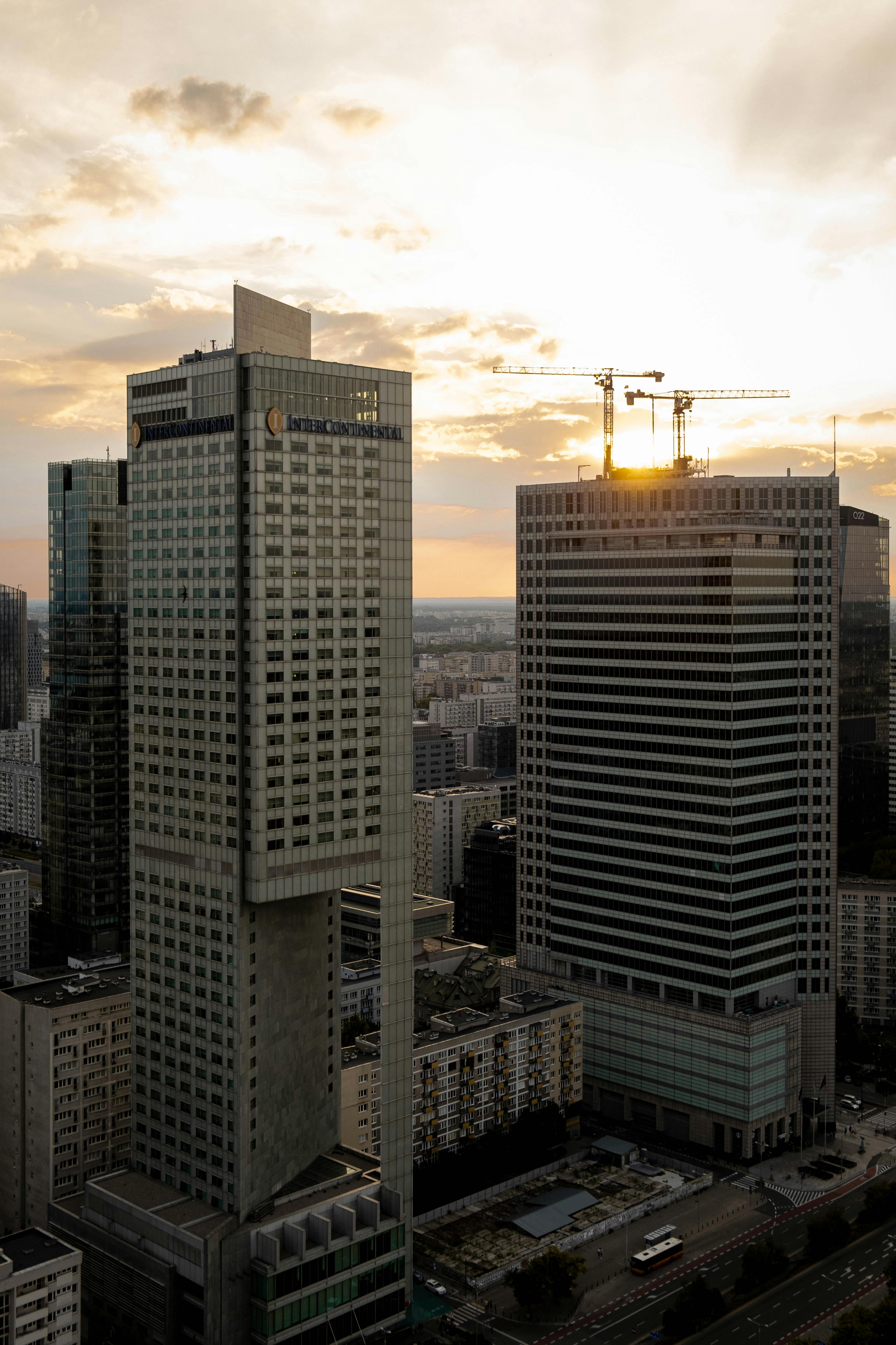 Modern buildings in Warsaw near accommodation areas