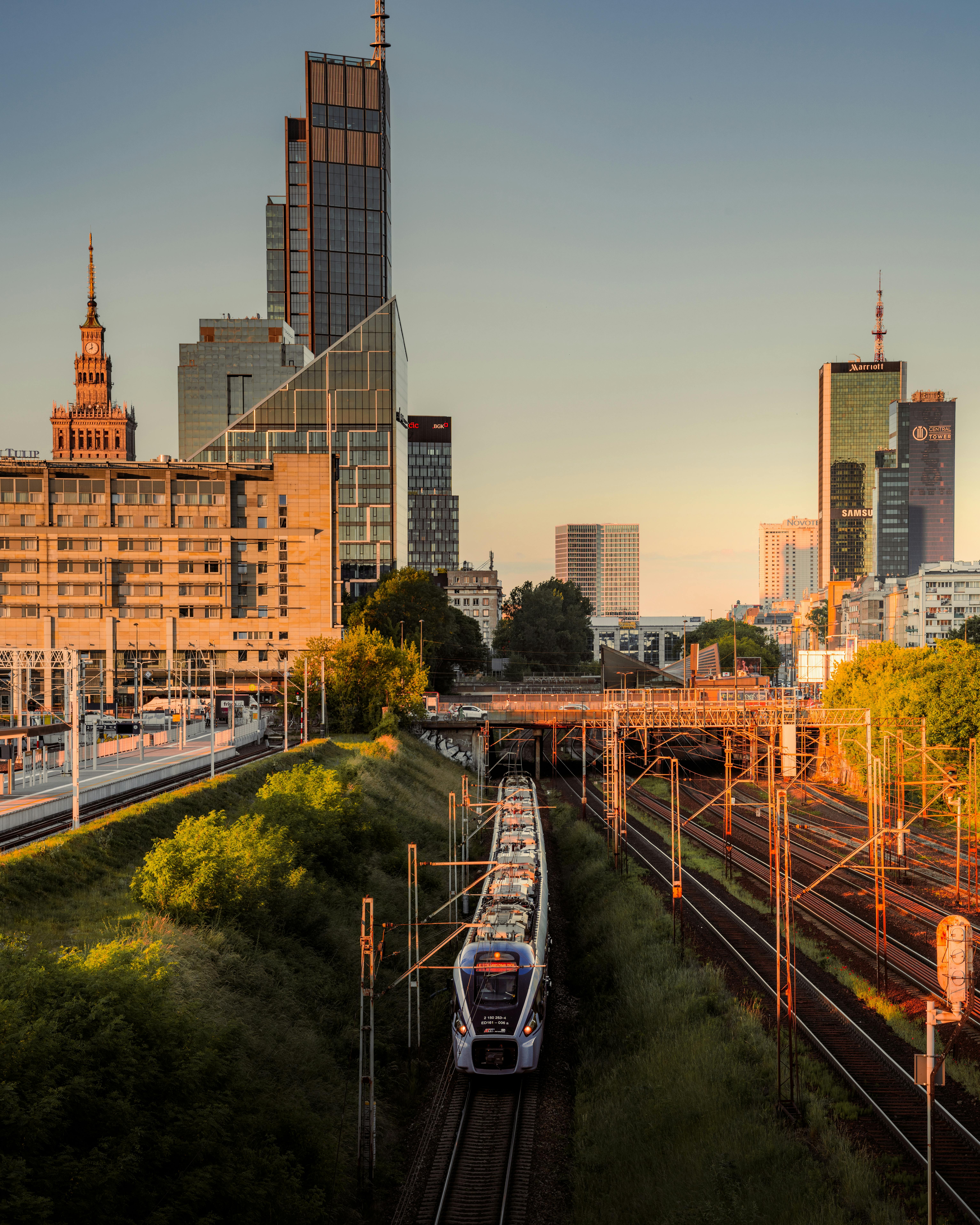 Modern Warsaw city view for travel information